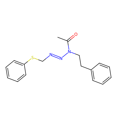 N-(2-phenylethyl)-N-(phenylsulfanylmethyldiazenyl)acetamide structure