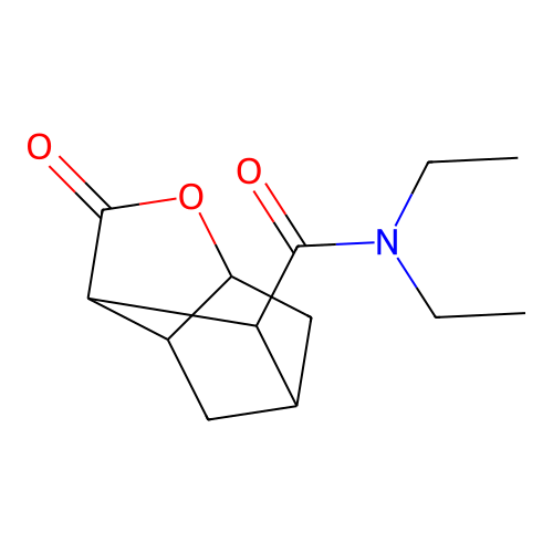 N,N-diethyl-5-oxo-4-oxatricyclo[4.2.1.03,7]nonane-9-carboxamide structure