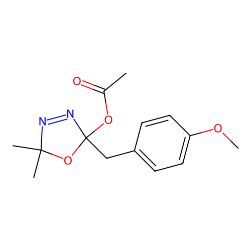[2-[(4-Methoxyphenyl)methyl]-5,5-dimethyl-1,3,4-oxadiazol-2-yl] acetate structure