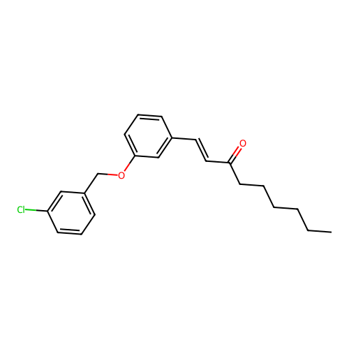 (E)-1-[3-[(3-chlorophenyl)methoxy]phenyl]non-1-en-3-one structure