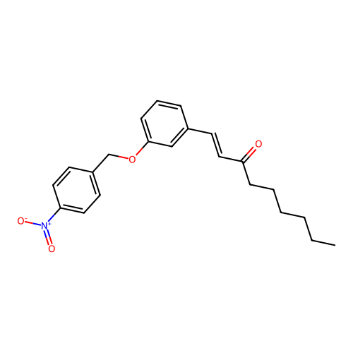 (E)-1-[3-[(4-nitrophenyl)methoxy]phenyl]non-1-en-3-one structure