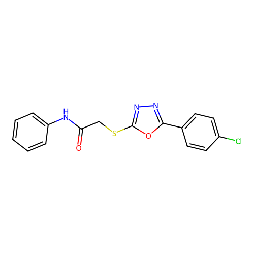 2-((5-(4-Chlorophenyl)-1,3,4-oxadiazol-2-yl)thio)-N-phenylacetamide structure