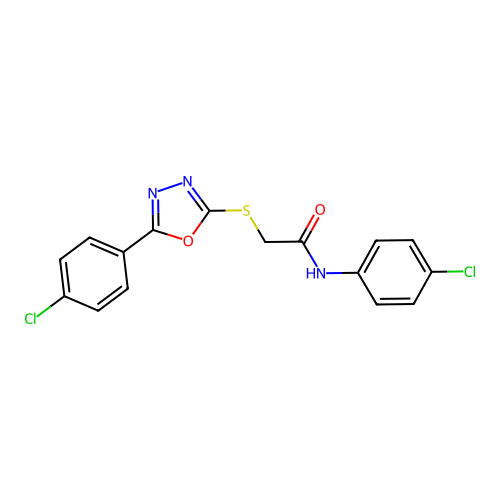 N-(4-chlorophenyl)-2-((5-(4-chlorophenyl)-1,3,4-oxadiazol-2-yl)thio)acetamide structure