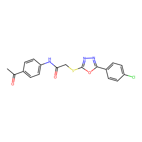 N-(4-acetylphenyl)-2-((5-(4-chlorophenyl)-1,3,4-oxadiazol-2-yl)thio)acetamide structure