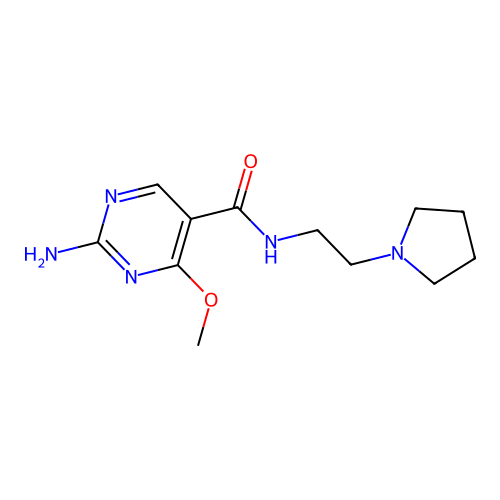 5-Pyrimidinecarboxamide, 2-amino-4-methoxy-N-(2-(1-pyrrolidinyl)ethyl)- structure