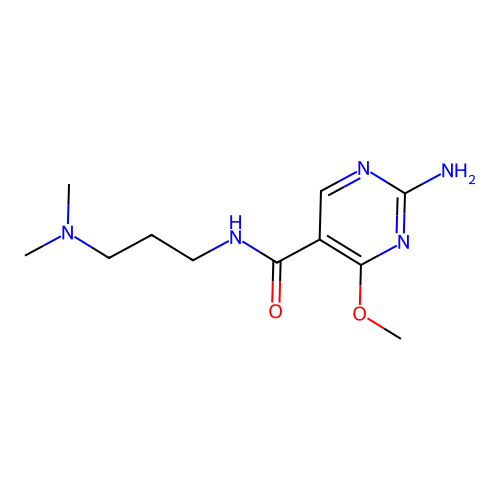 5-Pyrimidinecarboxamide, 2-amino-N-(3-(dimethylamino)propyl)-4-methoxy- structure