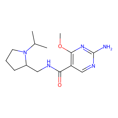 2-Amino-N-((1-isopropyl-2-pyrrolidinyl)methyl)-4-methoxy-5-pyrimidinecarboxamide structure