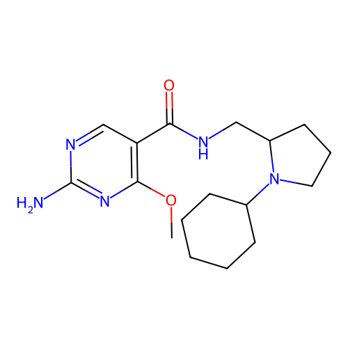 2-Amino-N-((1-cyclohexyl-2-pyrrolidinyl)methyl)-4-methoxy-5-pyrimidinecarboxamide structure