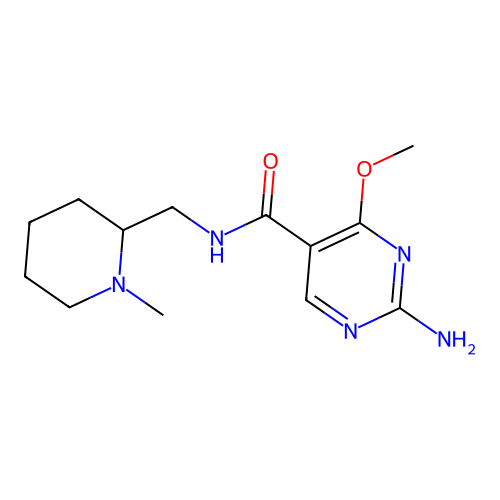 5-Pyrimidinecarboxamide, 2-amino-4-methoxy-N-((1-methyl-2-piperidyl)methyl)- structure