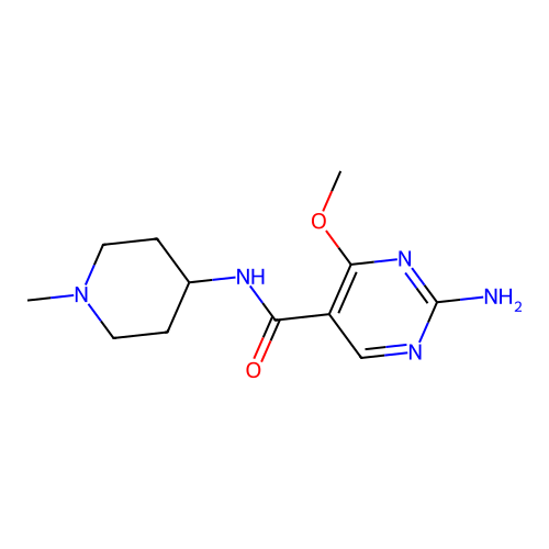 5-Pyrimidinecarboxamide, 2-amino-4-methoxy-N-(1-methyl-4-piperidinyl)- structure