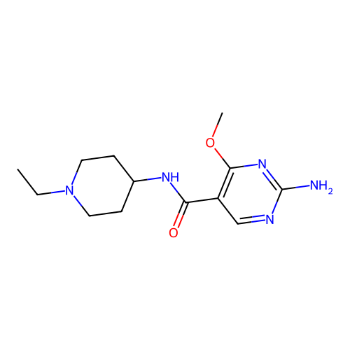 5-Pyrimidinecarboxamide, 2-amino-N-(1-ethyl-4-piperidyl)-4-methoxy- structure