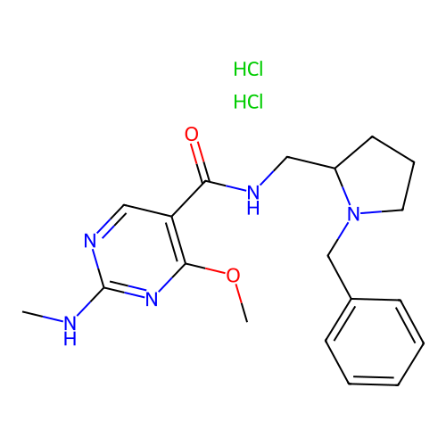 5-Pyrimidinecarboxamide, N-((1-benzyl-2-pyrrolidinyl)methyl)-4-methoxy-2-(methylamino)-, dihydrochloride structure