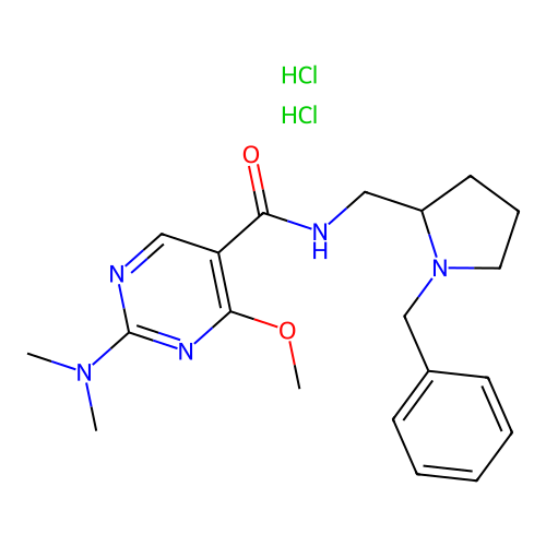 5-Pyrimidinecarboxamide, N-((1-benzyl-2-pyrrolidinyl)methyl)-2-(dimethylamino)-4-methoxy-, dihydrochloride structure