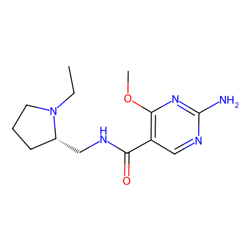 5-Pyrimidinecarboxamide, 2-amino-N-((1-ethyl-2-pyrrolidinyl)methyl)-4-methoxy-, (S)-(-)- structure