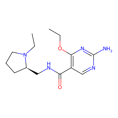 (R)-(+)-2-Amino-4-ethoxy-N-((1-ethyl-2-pyrrolidinyl)methyl)-5-pyrimidinecarboxamide structure