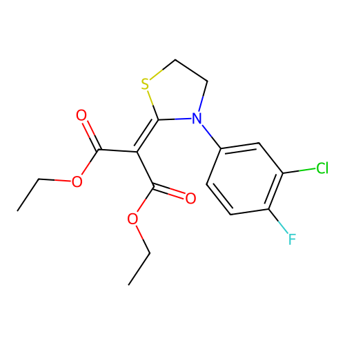 Diethyl 3-(3-chloro-4-fluorophenyl)-1,3-thiazolidin-2-ylidenemalonate structure
