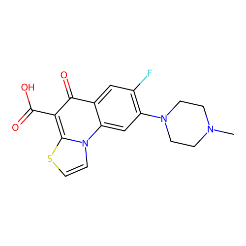 5H-Thiazolo(3,2-a)quinoline-4-carboxylic acid, 7-fluoro-8-(4-methyl-1-piperazinyl)-5-oxo- structure