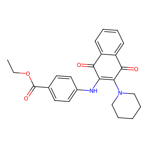 Ethyl 4-((1,4-dioxo-3-(piperidin-1-yl)-1,4-dihydronaphthalen-2-yl)amino)benzoate structure