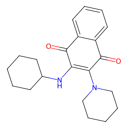 2-Piperidino-3-cyclohexylamino-1,4-naphthoquinone structure