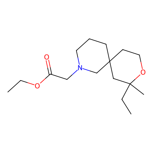 Ethyl (8-ethyl-8-methyl-9-oxa-2-azaspiro[5.5]undec-2-yl)acetate structure