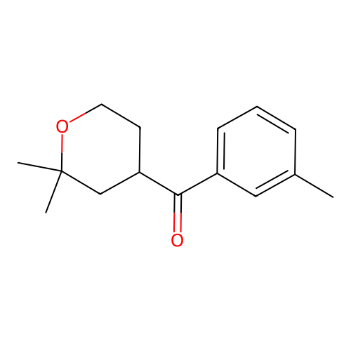 (2,2-dimethyltetrahydro-2H-pyran-4-yl)(m-tolyl)methanone structure