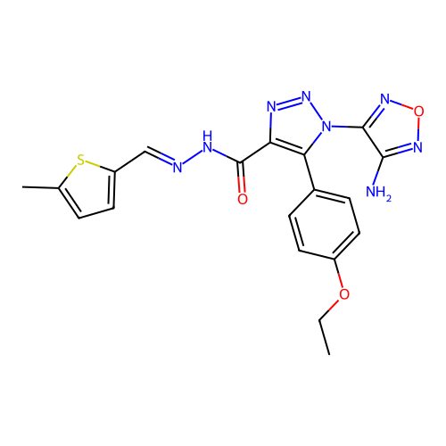 (E)-1-(4-amino-1,2,5-oxadiazol-3-yl)-5-(4-ethoxyphenyl)-N'-((5-methylthiophen-2-yl)methylene)-1H-1,2,3-triazole-4-carbohydrazide structure