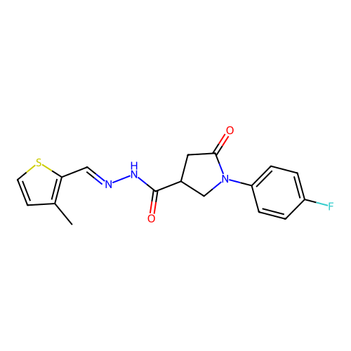 1-(4-Fluorophenyl)-5-oxo-3-pyrrolidinecarboxylic acid 2-[(3-methyl-2-thienyl)methylene]hydrazide structure