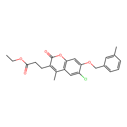 ethyl 3-{6-chloro-4-methyl-7-[(3-methylbenzyl)oxy]-2-oxo-2H-chromen-3-yl}propanoate structure