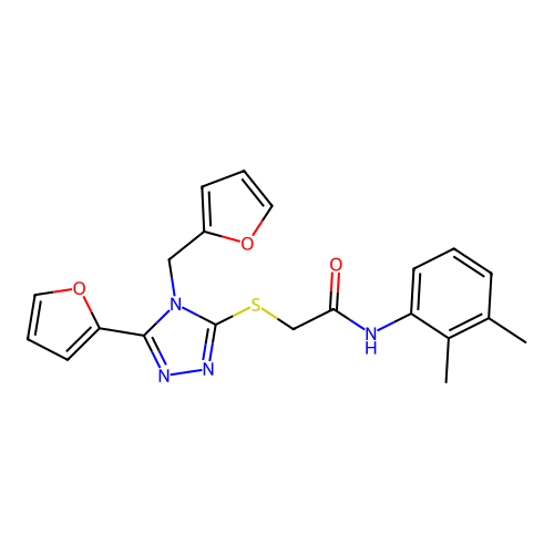 N-(2,3-dimethylphenyl)-2-((5-(furan-2-yl)-4-(furan-2-ylmethyl)-4H-1,2,4-triazol-3-yl)thio)acetamide structure