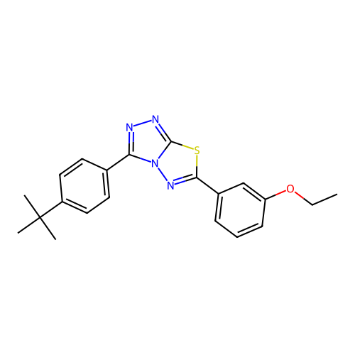 3-(4-(tert-butyl)phenyl)-6-(3-ethoxyphenyl)-[1,2,4]triazolo[3,4-b][1,3,4]thiadiazole structure
