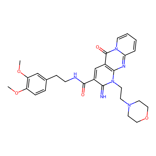 N-(3,4-dimethoxyphenethyl)-2-imino-1-(2-morpholinoethyl)-5-oxo-2,5-dihydro-1H-dipyrido[1,2-a:2',3'-d]pyrimidine-3-carboxamide structure