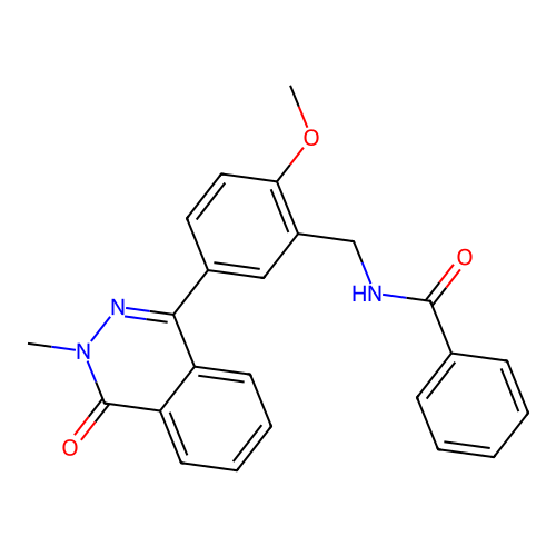 N-(2-methoxy-5-(3-methyl-4-oxo-3,4-dihydrophthalazin-1-yl)benzyl)benzamide structure
