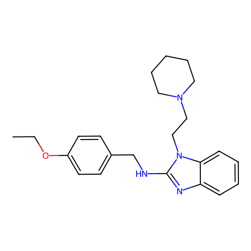 N-(4-ethoxybenzyl)-1-[2-(piperidin-1-yl)ethyl]-1H-benzimidazol-2-amine structure