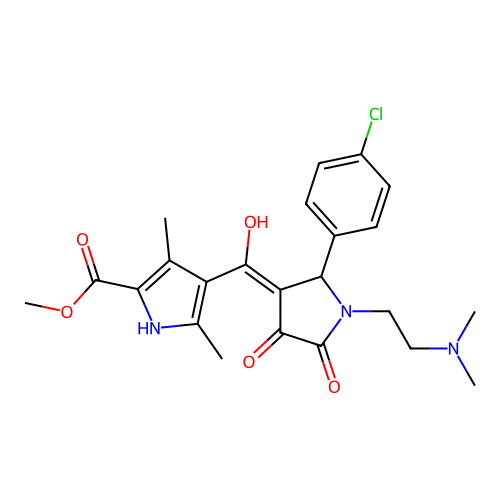 methyl 4-[[2-(4-chlorophenyl)-1-(2-dimethylaminoethyl)-4,5-dioxopyrrolidin-3-ylidene]-hydroxymethyl]-3,5-dimethyl-1H-pyrrole-2-carboxylate structure
