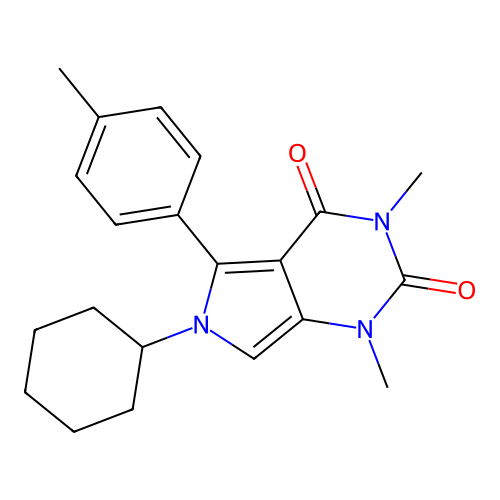 6-cyclohexyl-1,3-dimethyl-5-(4-methylphenyl)pyrrolo[3,4-d]pyrimidine-2,4-dione structure