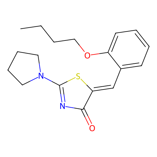 (Z)-5-(2-butoxybenzylidene)-2-(pyrrolidin-1-yl)thiazol-4(5H)-one structure