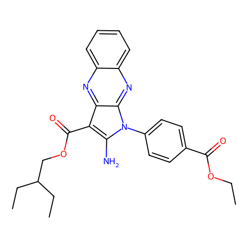 2-ethylbutyl 2-amino-1-(4-ethoxycarbonylphenyl)pyrrolo[3,2-b]quinoxaline-3-carboxylate structure