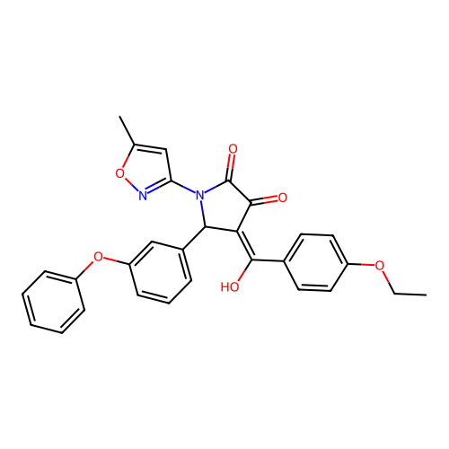 4-(4-ethoxybenzoyl)-3-hydroxy-1-(5-methyl-1,2-oxazol-3-yl)-5-(3-phenoxyphenyl)-2,5-dihydro-1H-pyrrol-2-one structure
