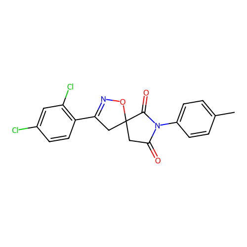 2-(2,4-dichlorophenyl)-8-(4-methylphenyl)-4-oxa-3,8-diazaspiro[4.4]non-2-ene-7,9-dione structure