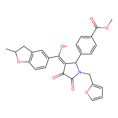 methyl 4-[1-(furan-2-ylmethyl)-3-[hydroxy-(2-methyl-2,3-dihydro-1-benzofuran-5-yl)methylidene]-4,5-dioxopyrrolidin-2-yl]benzoate structure