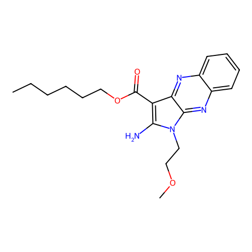 hexyl 2-amino-1-(2-methoxyethyl)-1H-pyrrolo[2,3-b]quinoxaline-3-carboxylate structure