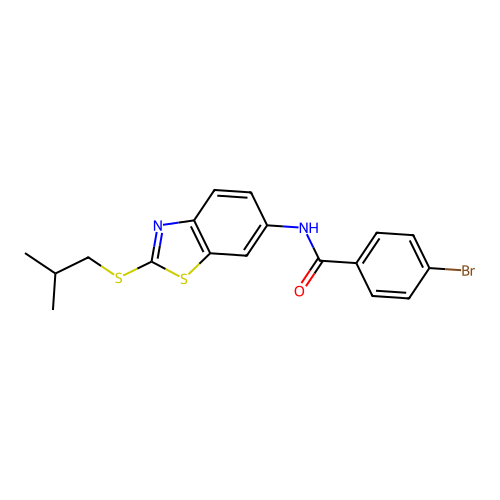 4-bromo-N-{2-[(2-methylpropyl)sulfanyl]-1,3-benzothiazol-6-yl}benzamide structure