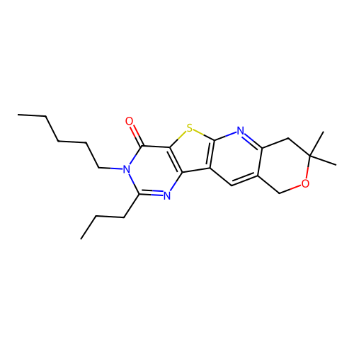 8,8-dimethyl-3-pentyl-2-propyl-7,10-dihydro-8H-pyrano[3'',4'':5',6']pyrido[3',2':4,5]thieno[3,2-d]pyrimidin-4(3H)-one structure