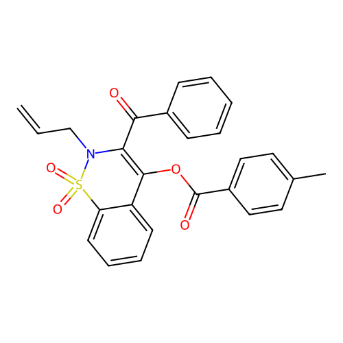 2-allyl-3-benzoyl-1,1-dioxido-2H-1,2-benzothiazin-4-yl 4-methylbenzoate structure
