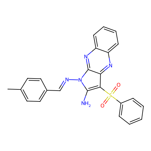 (E)-N1-(4-methylbenzylidene)-3-(phenylsulfonyl)-1H-pyrrolo[2,3-b]quinoxaline-1,2-diamine structure