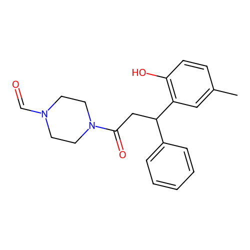4-[3-(2-Hydroxy-5-methylphenyl)-3-phenylpropanoyl]piperazine-1-carbaldehyde structure