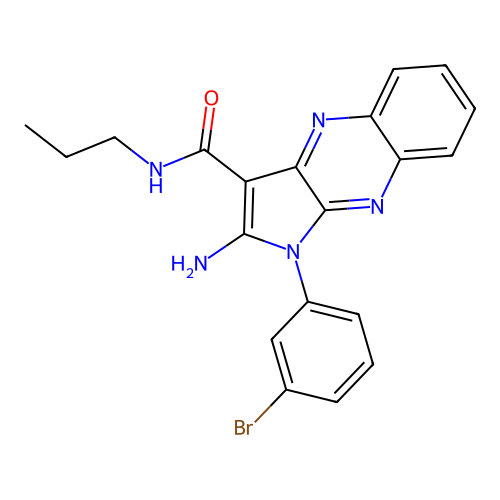 2-amino-1-(3-bromophenyl)-N-propyl-1H-pyrrolo[2,3-b]quinoxaline-3-carboxamide structure