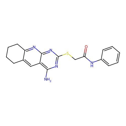 2-[(4-amino-6,7,8,9-tetrahydropyrimido[4,5-b]quinolin-2-yl)sulfanyl]-N-phenylacetamide structure