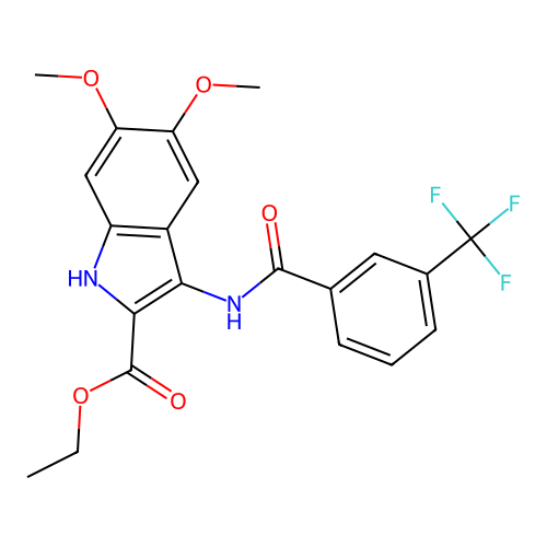 Ethyl 5,6-dimethoxy-3-[[3-(trifluoromethyl)benzoyl]amino]-1H-indole-2-carboxylate structure