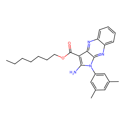 heptyl 2-amino-1-(3,5-dimethylphenyl)-1H-pyrrolo[2,3-b]quinoxaline-3-carboxylate structure
